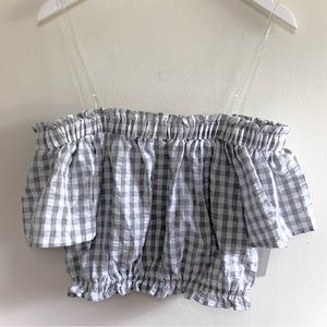 NWT Lizard Thicket C’isa Gray Gingham Crop Top Size Large L
